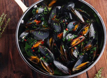 1 kg de moules en litre