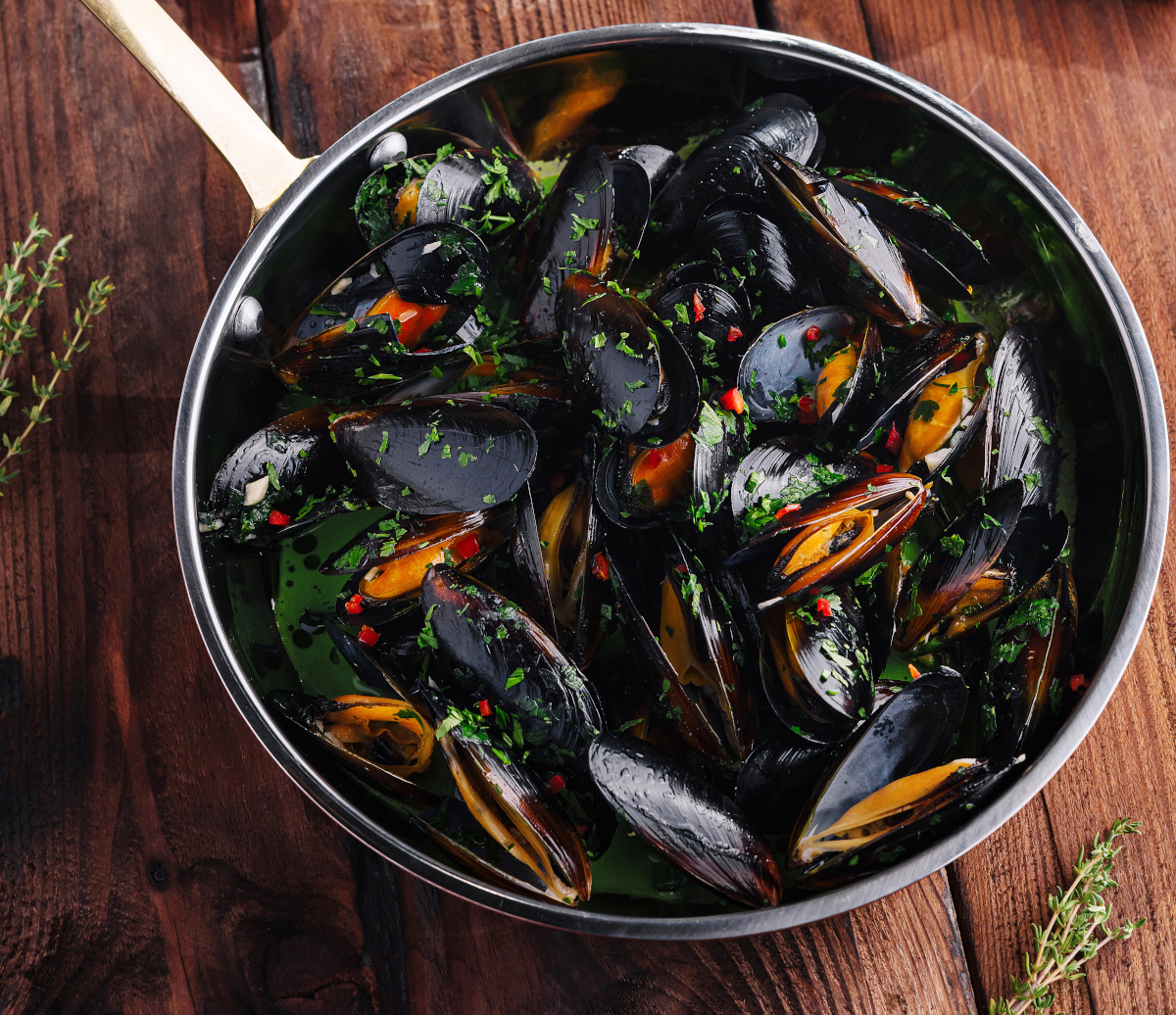 1 kg de moules en litre