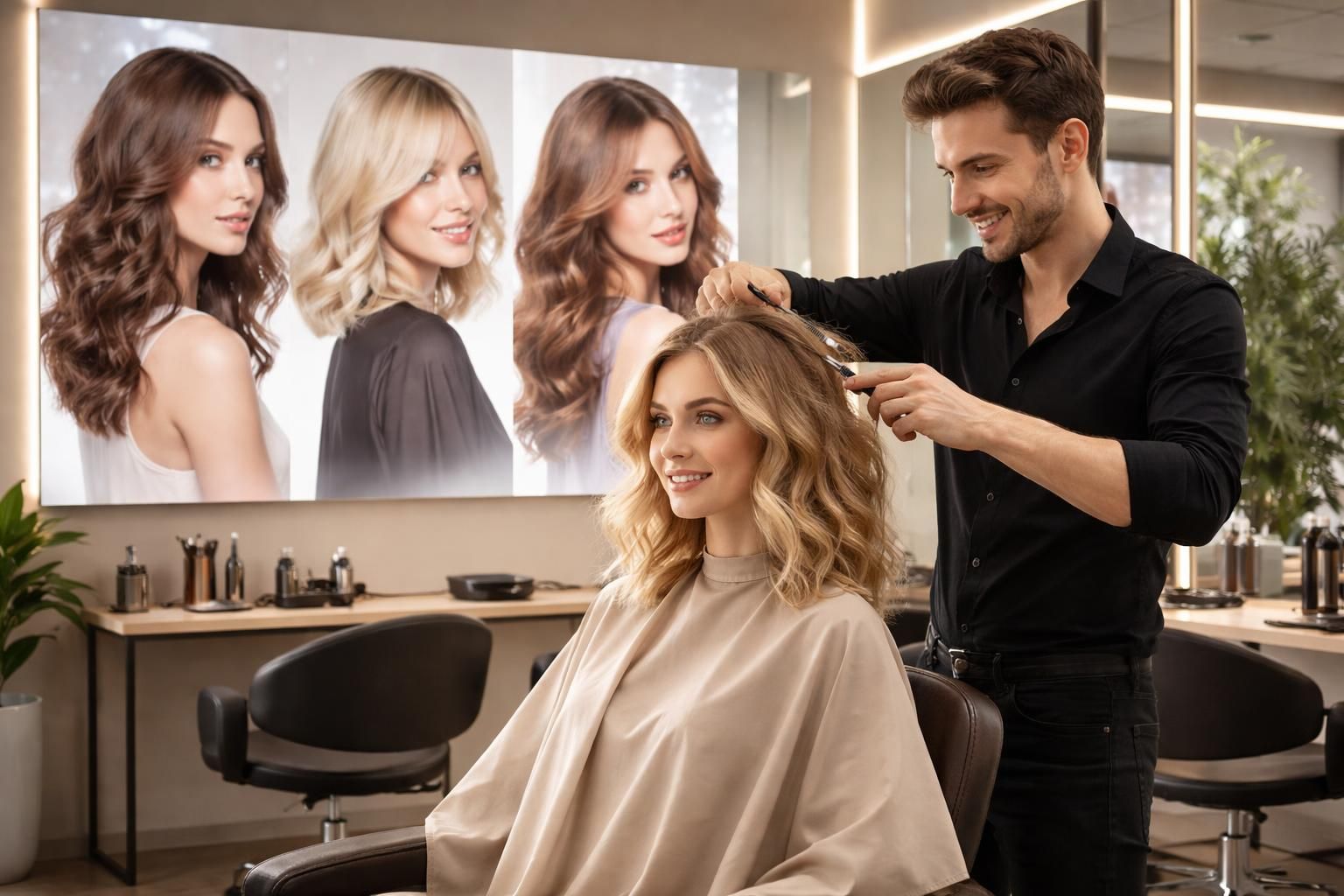 découvrez comment les tendances coiffure s'animent en salon grâce à un écran de projection innovant, offrant une expérience visuelle unique pour sublimer votre style.