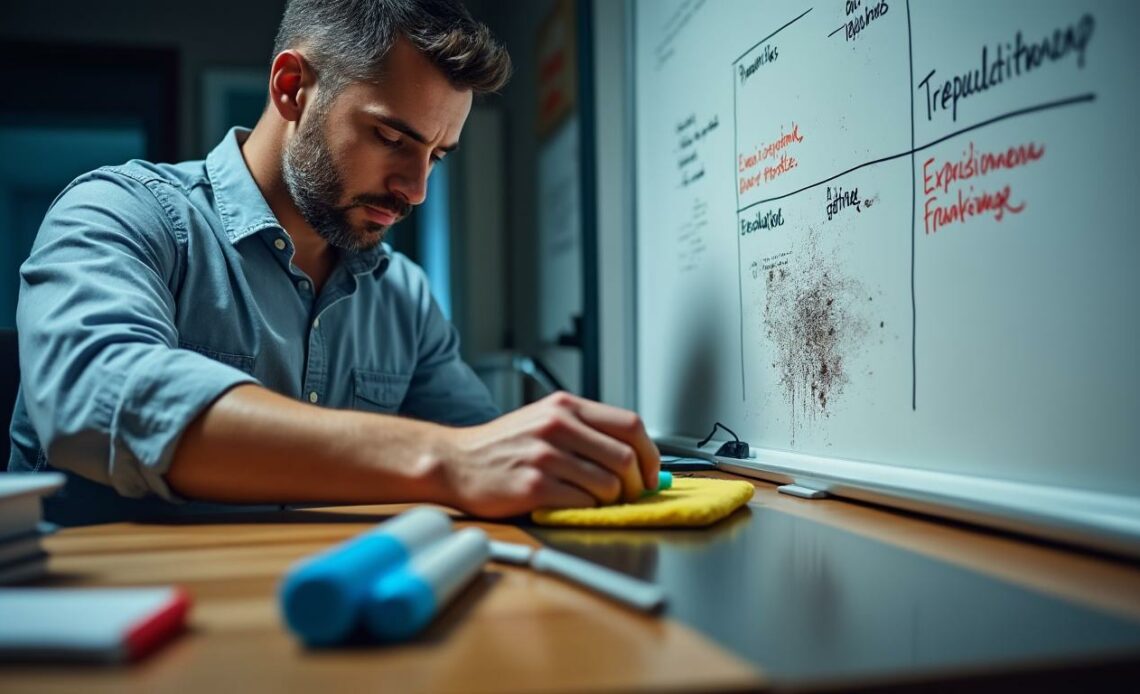 découvrez des astuces efficaces pour nettoyer un tableau blanc tâché par des feutres permanents et lui redonner une apparence impeccable facilement.