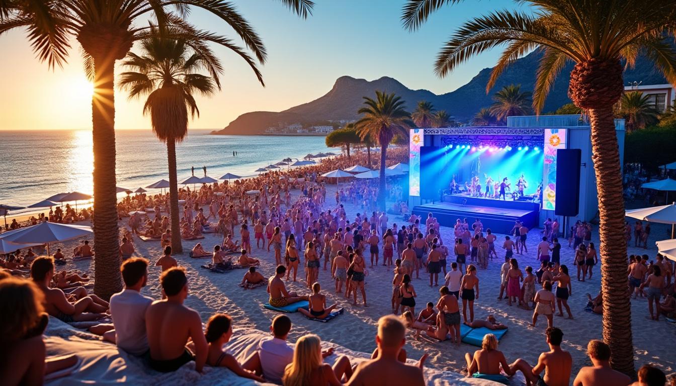 découvrez o beach ibiza, l'incontournable spot à ibiza, espagne, pour des soirées à thème inoubliables, alliant musique, ambiance festive et vues spectaculaires.