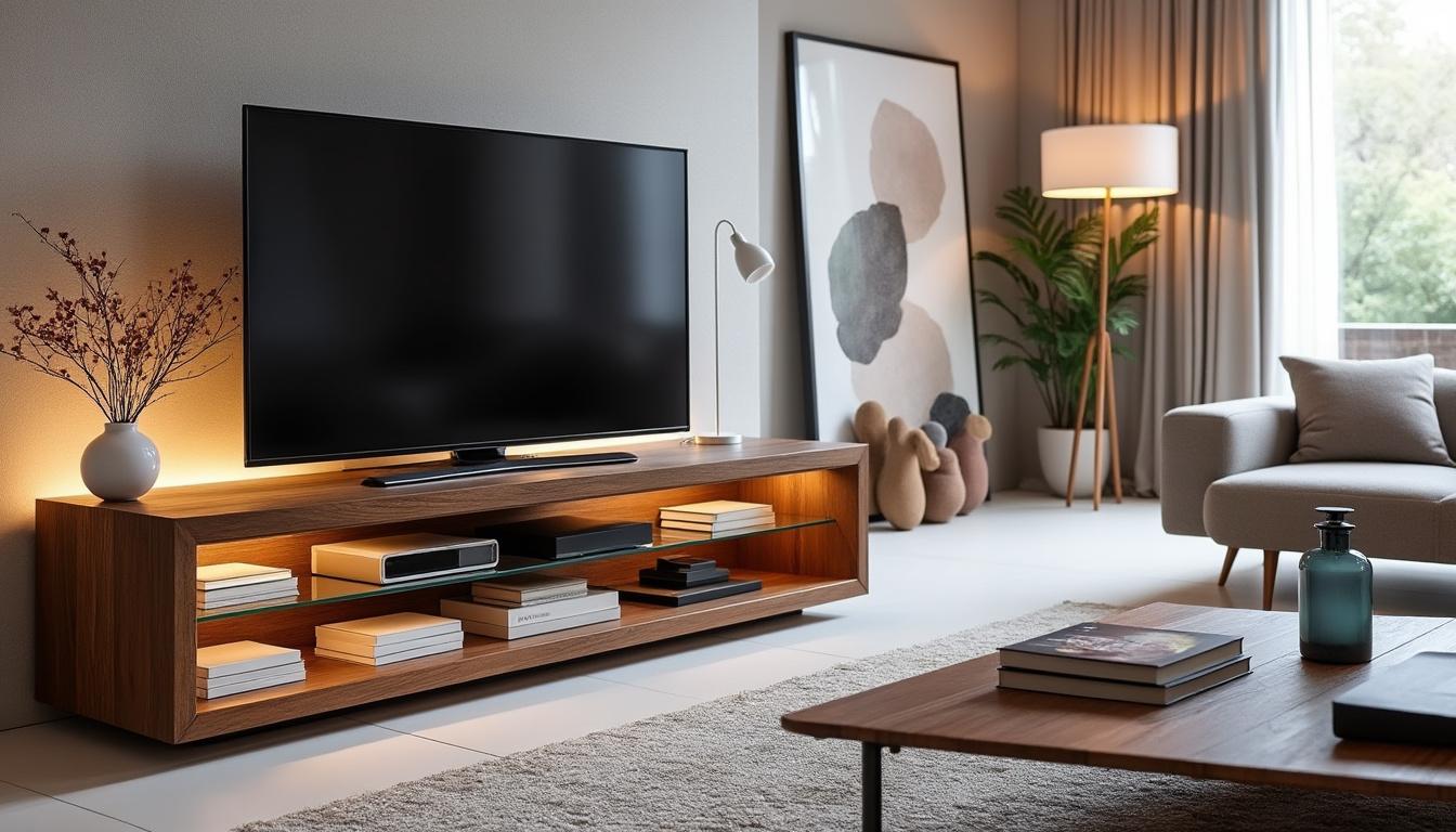 découvrez pourquoi le meuble tv kaorka k16 xs 120cm en noyer est le choix idéal pour sublimer votre salon : design élégant, praticité et qualité supérieure réunis dans un meuble compact et tendance.