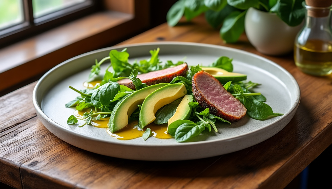 découvrez comment sublimer votre table avec une salade raffinée associant magret de canard fumé et avocat, une recette élégante et savoureuse qui séduira à coup sûr vos invités.